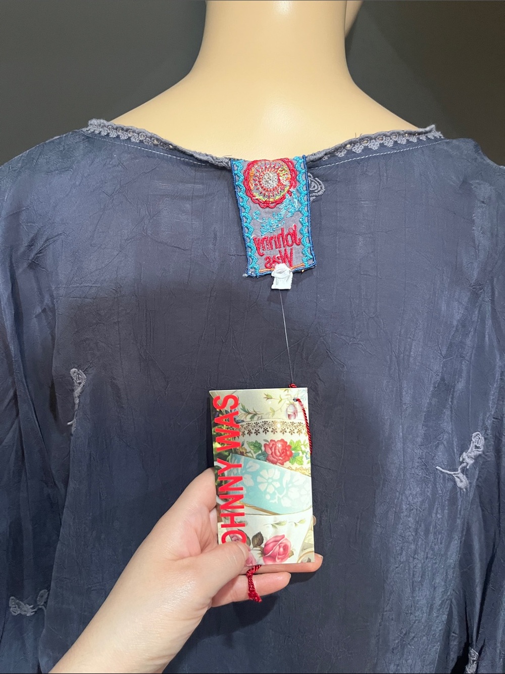 Johnny Was Indigo Embroidered Tunic - Picture 3 of 4